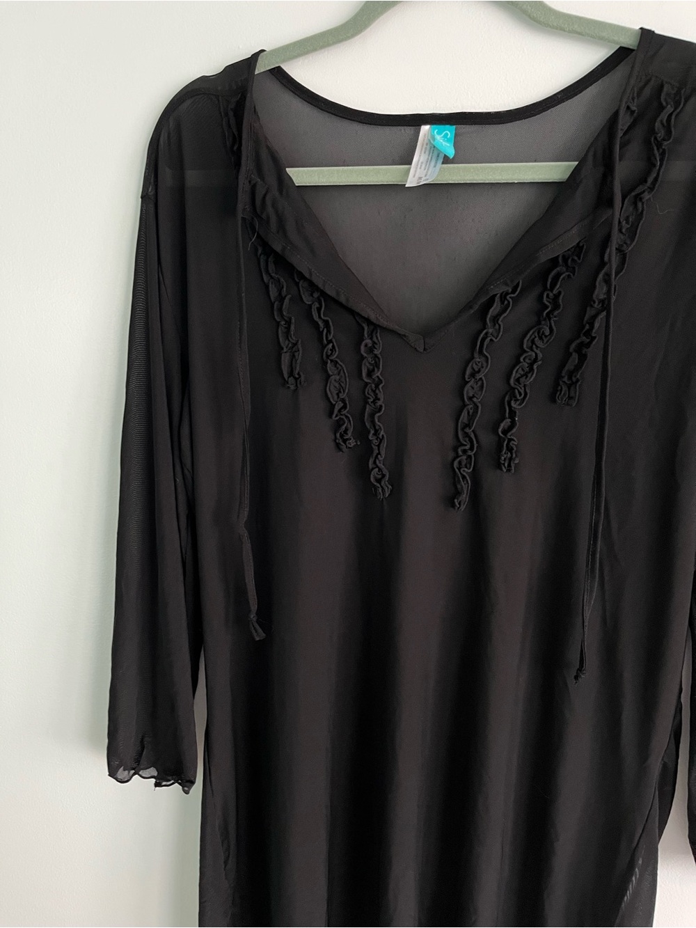 Y2K Western Mesh Knee Length Swim Coverup with Ruffle Trim Size M